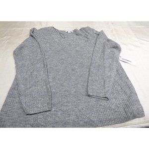 Liz Claiborne Plus Size Pointelle Yoke Ribbed Sweater Tunic, Gray Heather, 1X